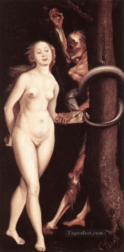  painter Art Painting - Eve The Serpent And Death Renaissance nude painter Hans Baldung